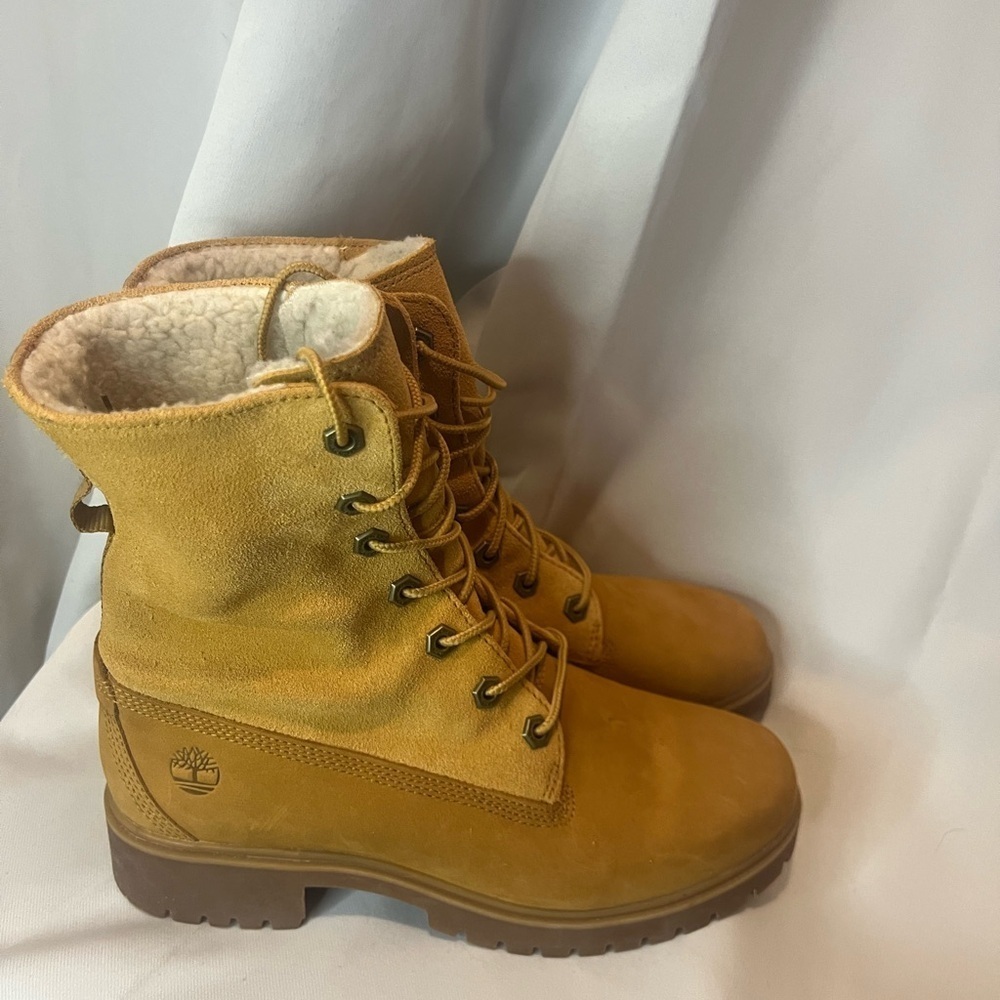 Timberland Tan Winter Boots - Convertible Fleece Collar - Size 7 - Picture 9 of 14